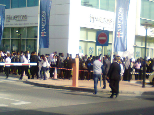 A long queue of job seekers in front of Emaar headquarter on Friday morning