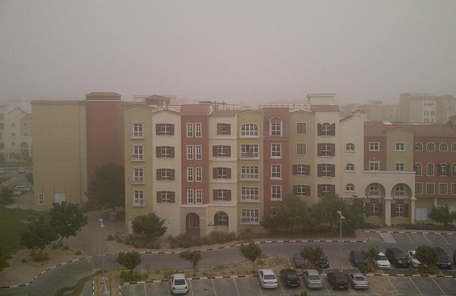 Discover Gardens covered in a haze of sand this morning. (Parag Deulgaonkar)