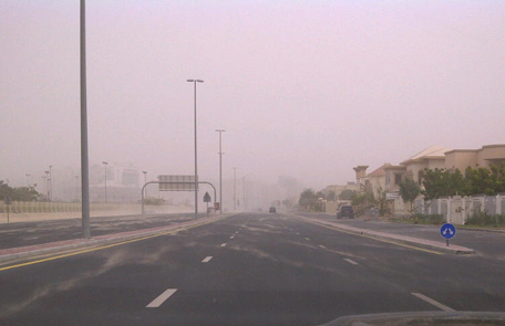 Sheikh Zayed Road was sandy hazard this morning. (Vicky Kapur)