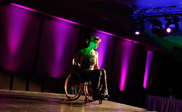 A competitor practices on the stage before the Miss Colours Hungary, the country's first wheelchair beauty contest, in Budapest February 25, 2012. (REUTERS)