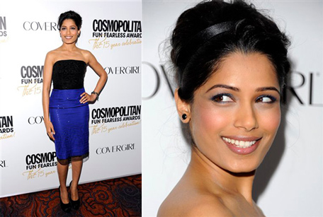 Actress and honoree Freida Pinto attends Cosmopolitan Magazine's "Fun Fearless Males and Females of 2012" event at the Mandarin Oriental in New York. (AP)
