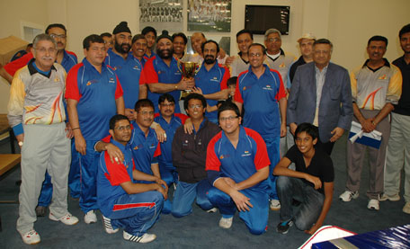 Both teams with the trophies after the Indian Republic Day cricket match. (SUPPLIED)