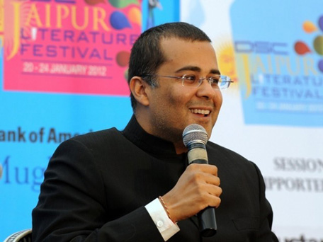 Indian Author Chetan Bhagat speaks during Jaipur Literature Festival (JLF) in Jaipur on January 21, 2012. (AFP)