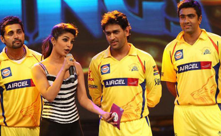 The sizzling Priyanka Chopra shared a few lighthearted moments with the Chennai Super Kings. (BCCI)