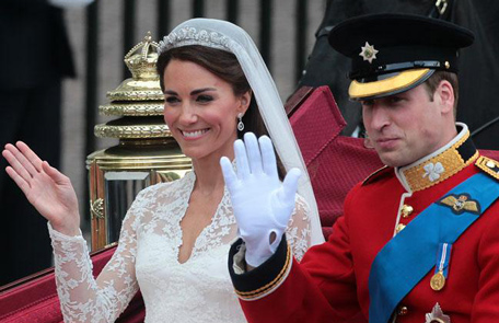 Prince William and Duchess Catherine on their wedding day