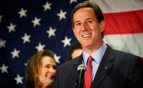US conservative presidential candidate Rick Santorum announces he is suspending his bid to win the Republican nomination during a news conference in Gettysburg, Pennsylvania April 10, 2012. (REUTERS)