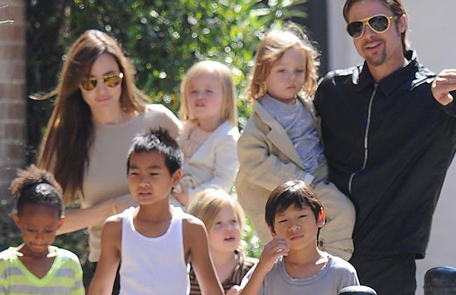 Brad Pitt, Angelina Jolie and their children. (BANG)