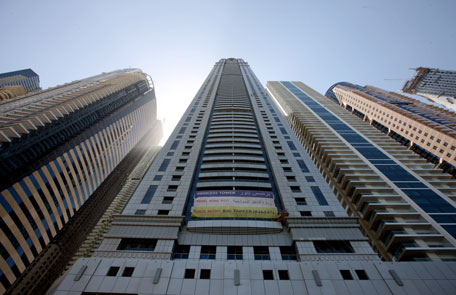 An exterior view of the world tallest residential bulding, Princess Tower in Dubai. Photo by Ashok Verma