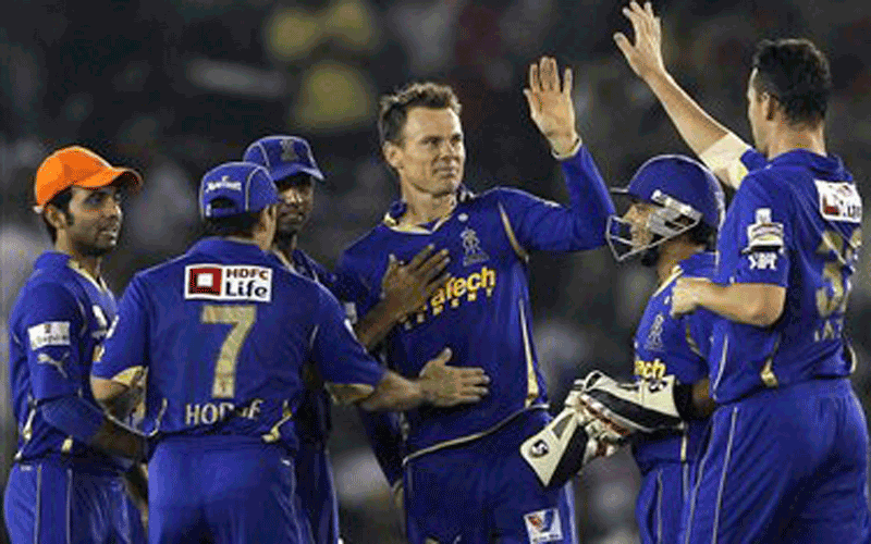 Rajasthan Royals' cricketers celebrate during their Indian Premier League cricket match. (AP)