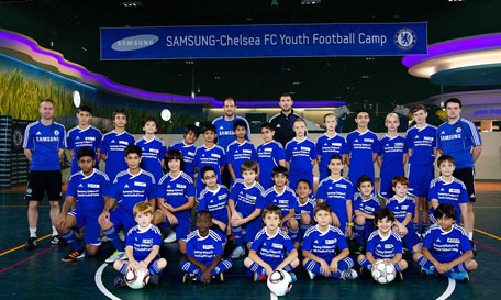A group of youngsters who took part in the Samsung-Chelsea FC Youth Football Camp with Robert Udberg. (SUPPLIED)