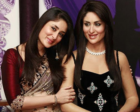Kareena Kapoor posing in front of her wax replica. (Pic: Twitter)