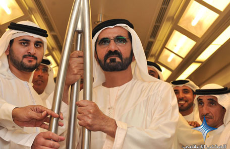 Mohammed heads for the new terminal via sky train. (www.sheikhmohammed.co.ae)