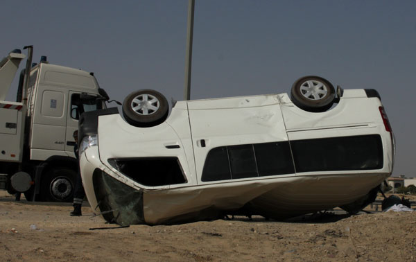 One of the mini-vans the overturned (SUPPLIED)