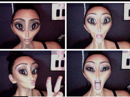 Reality TV star Kim Kardashian posing as an alien. (Pic: Twitter)