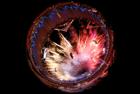 Fireworks explode over the Olympic Stadium during the opening ceremony of the London 2012 Paralympic Games on Wednesday. (REUTERS)