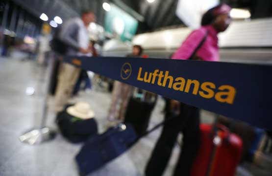 Passengers wait in front of a counter of German air carrier Lufthansa at the Fraport airport in Frankfurt, August 31, 2012. Lufthansa passengers face widespread flight disruption from Friday after cabin crew representatives said they would start a series of strikes over pay and cost-cutting measures at Germany's largest airline. The UFO union, which represents around two-thirds of Lufthansa's 19,000 cabin crew, late on Thursday called on its members to strike from 0300 GMT to 1100 GMT on Friday in Frankfurt (REUTERS)