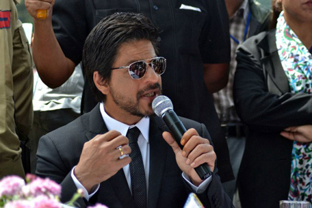 Bollywood actor Shah Rukh Khan at a press conference. (REUTERS)