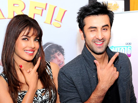 Priyanka Chopra and Ranbir Kapoor during the press conference of 'Barfi!' in Dubai.