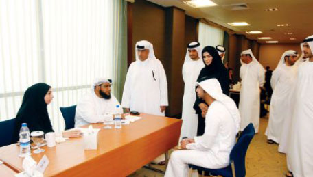 Ahmad Al Shaikh inspected the DMI Open Day under the new national initiative (Engage in the future) for the rehabilitation and training of national cadres. (Picture Courtesy: Al Bayan)