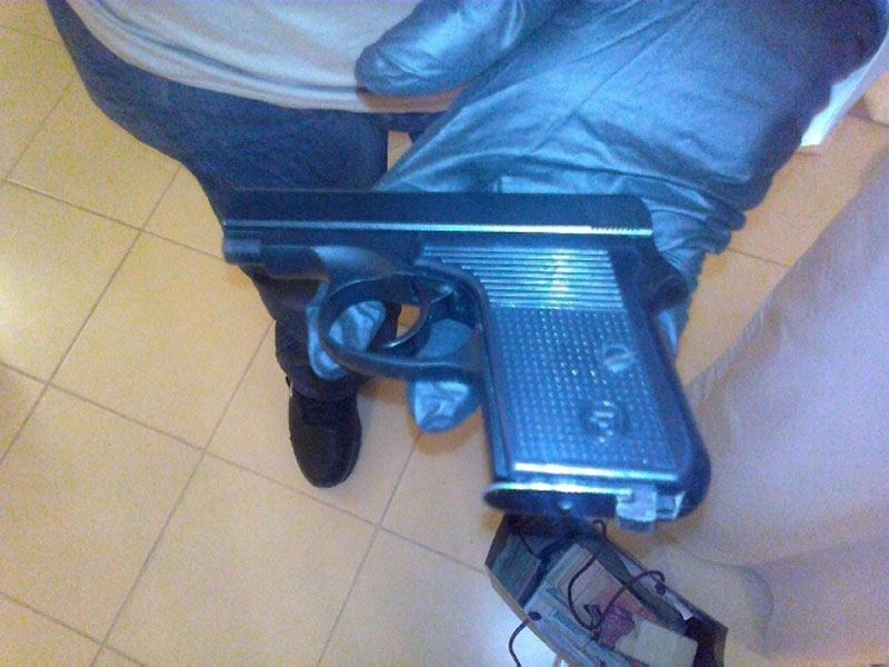 The firearm used in the robbery at the money exchange in Bur Dubai.