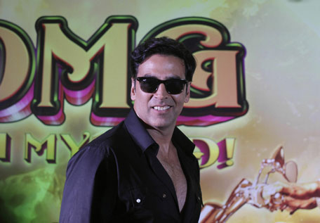 Akshay Kumar poses at a press conference to promote his upcoming movie "OMG Oh My God" in Ahmadabad, India. (AP)
