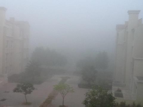 Heavy fog covers Dubai. (Image courtesy Emirates 24|7 reader ANAND HARIDAS)
