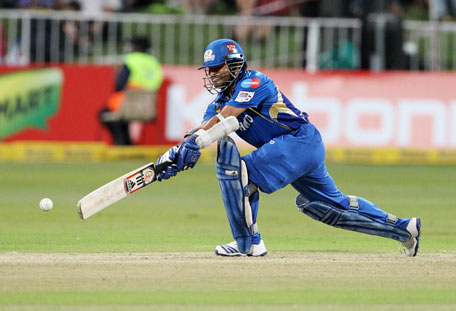Sachin Tendulkar made 22 for Mumbai Indians during a Champions League T20 match against Sydney Sixers at Sahara Stadium Kingsmead in Durban bats on October 22, 2012. (AFP)