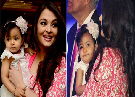 Bollywood actress Aishwarya Rai Bachchan with her daughter Aaradhya as she was conferred with the French civilian award, Officer Dan Ordre Arts et des Lettres in Mumbai on November 1. (Sanskriti and Media)