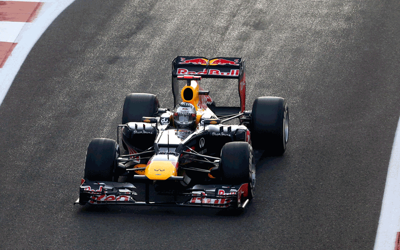 Red Bull driver Sebastian Vettel of Germany starts the race from the pits during the Emirates Formula One Grand Prix, at the Yas Marina racetrack, in Abu Dhabi, United Arab Emirates. (AP)