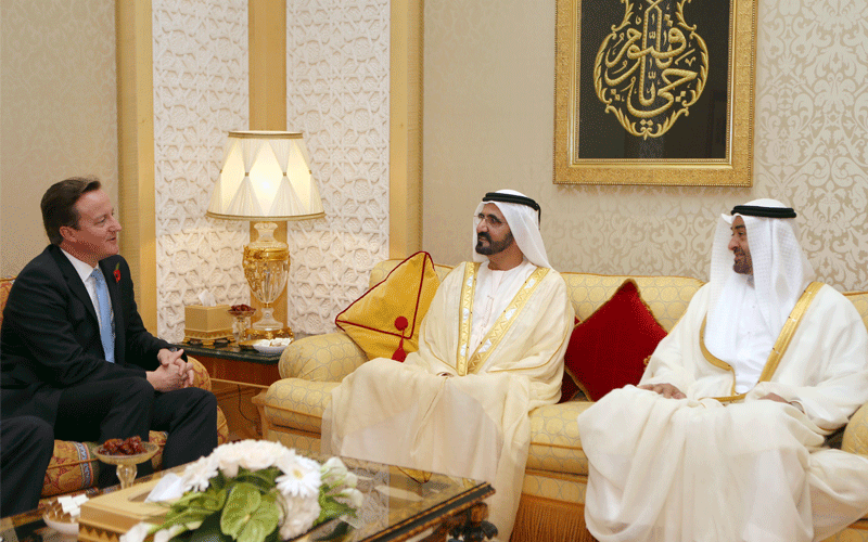 Sheikh Mohammed receives British Prime Minister David Cameron (Wam)
