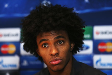 Willian of Shakhtar Donetsk talks to the media during a Shakhtar Donetsk press conference ahead of the Champions League match against Chelsea at Stamford Bridge on November 6, 2012 in London, England. (GETTY)