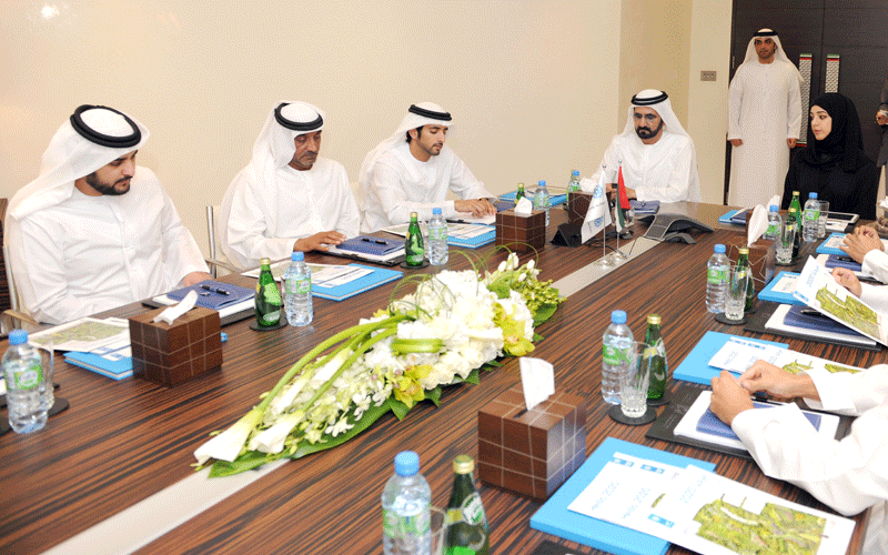 Sheikh Mohammed attends a meeting to review the progress on UAE’s bid to host the World Expo 2020 at the Emirates Towers (Wam)