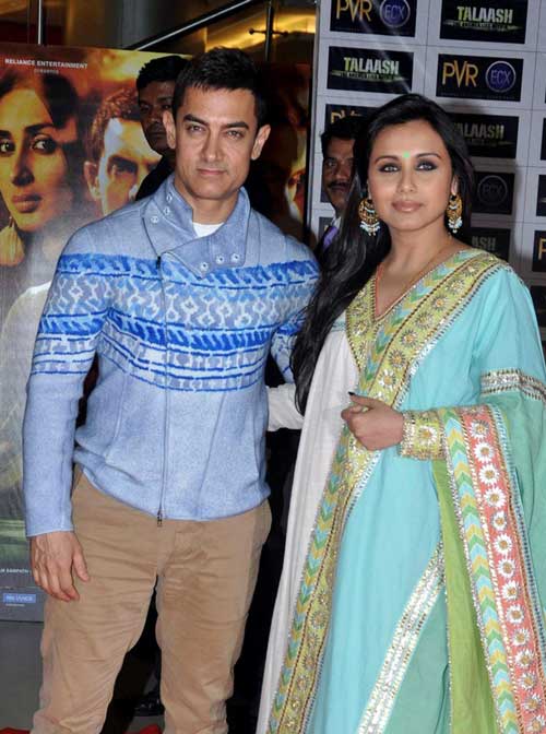 Aamir Khan and actress Rani Mukerjee pose as they attend the premier of Hindi film &ldquo;Talaash&rdquo; (AFP)