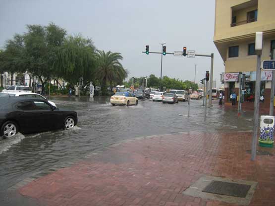 Bur Dubai streets seen flooded on Friday after heavy rains (Photos by Nisha Sanjeev)