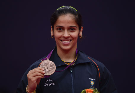 Saina Nehwal of India with her bronze medal following the Women's Singles Badminton gold medal match on Day 8 of the London 2012 Olympic Games at Wembley Arena on August 4, 2012 in London, England. (GETTY)