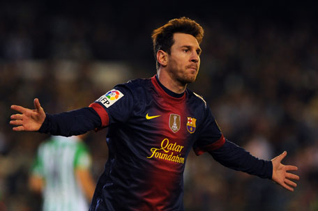 Barcelona's Lionel Messi celebrates after scoring. (AFP)