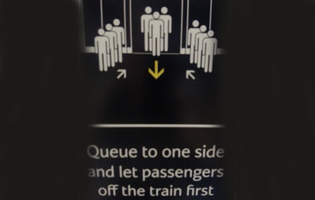 The notice on Dubai Metro telling people how to queue. (SUPPLIED)