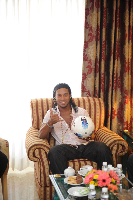 Ronaldinho at the promotional event in Pune, India. (SUPPLIED)