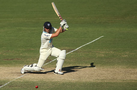 Moises Henriques bats during day two of the Sheffield Shield match between the New South Wales Blues and the Western Australia Warriors at Blacktown International Sportspark on January 25, 2013 in Sydney, Australia. (GETTY)