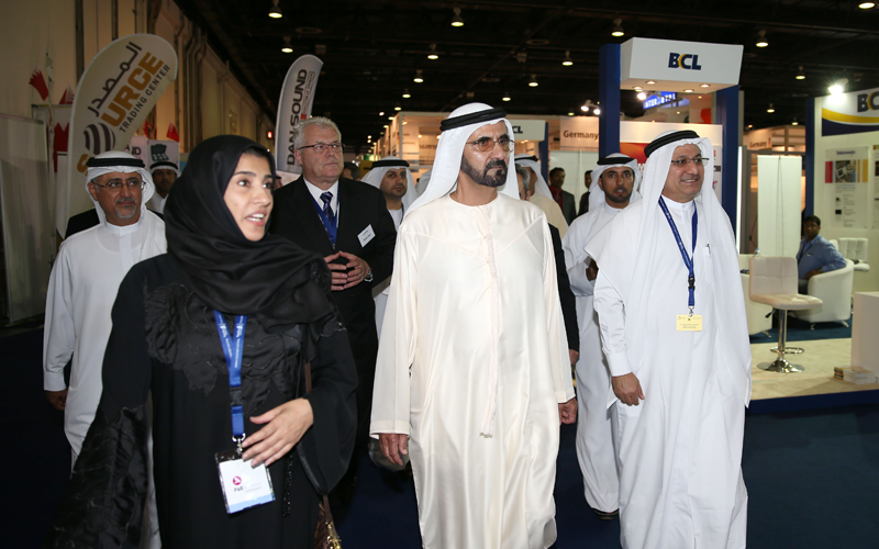 His Highness Sheikh Mohammed bin Rashid Al Maktoum visits the Gulf Educational Supplies '&' Solutions exhibition (Wam)