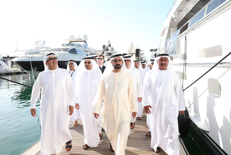 Sheikh Mohammed took a tour of the 21st edition of Dubai International Boat Show (Picture: Wam)