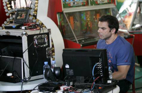 Producer/Director Sohail Khan looking at the monitor on the set of 'Mental' starring Salman Khan. (Kamran Malik)