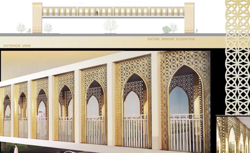 Heritage-inspired design of a pedestrian bridge.