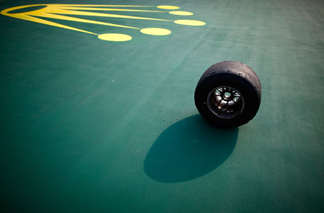 Tyre from the car of Mark Webber of Australia and Infiniti Red Bull Racing sits on the ground during the Chinese Formula One Grand Prix at the Shanghai International Circuit on April 14, 2013 in Shanghai, China. (GETTY)