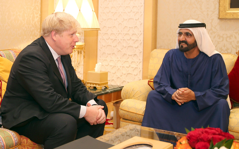 His Highness Sheikh Mohammed bin Rashid Al Maktoum receives the Mayor of London Boris Johnson (Wam)