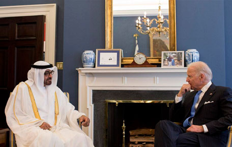 Mohammed bin Zayed with Biden. (SUPPLIED)