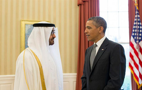 Mohammed bin Zayed with Obama. (SUPPLIED)