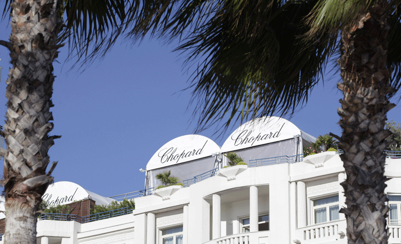The office of Chopard during the 66th international film festival, in Cannes, southern France on Friday. Suspected thieves ripped out a small safe from the wall of a hotel room of a representative of Swiss-based watch and jewelry maker Chopard, near the Cannes Film Festival and made off with about $1 million worth of jewelry inside. (AP)