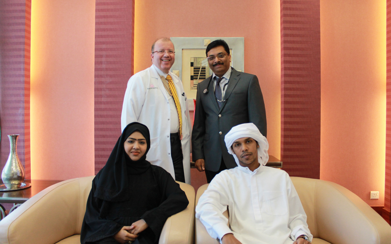 Zahra Marhoon Abdulla with her husband and Dr. Gauer and Dr. Ajay Kumar Kanojia. (Supplied)
