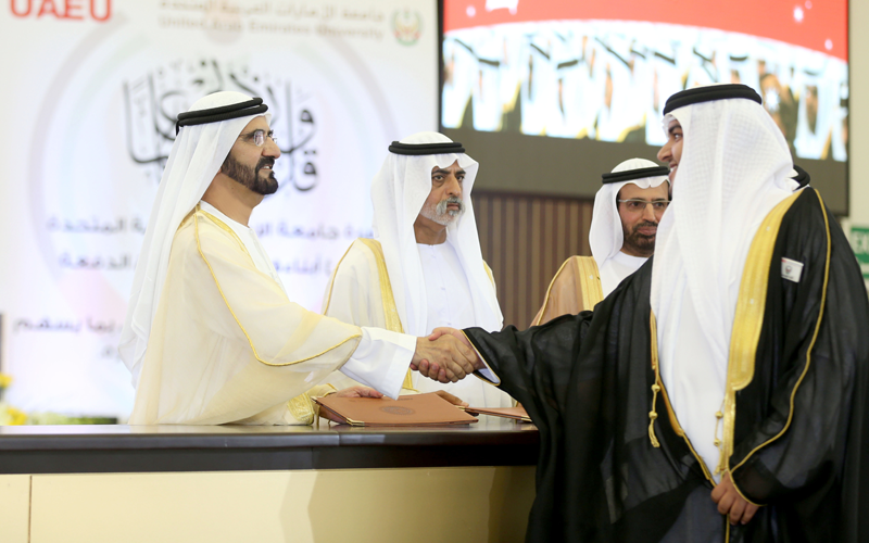 His Highness Sheikh Mohammed bin Rashid Al Maktoum attends the United Arab Emirates University's (UAE University) graduation ceremony of the 32nd batch of students in Al Ain(Wam)
